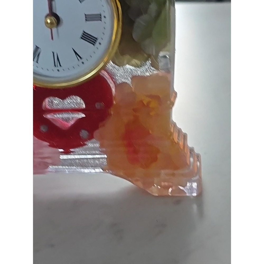 Handmade Resin Desk Clock Decoration Gift Heart Flowers 731 - Picture 3 of 9